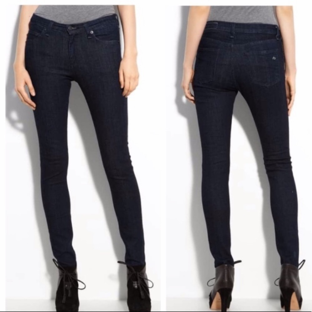 Rag & Bone High Rise Skinny Jeans Coal Dark 28